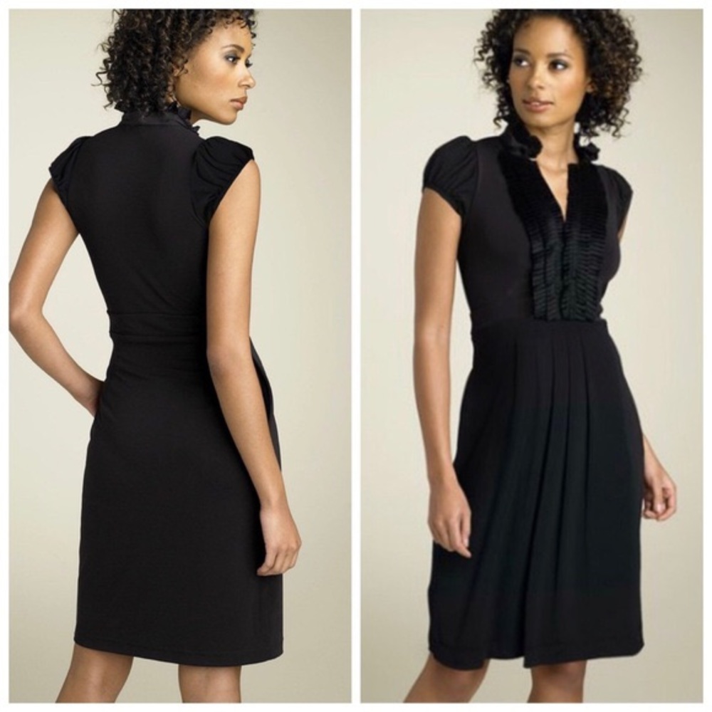 BCBGMAXAZRIA Tuxedo Trim Matte Jersey Dress Black
